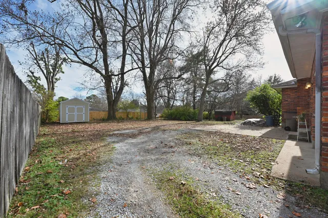 a view of house with backyard and tree