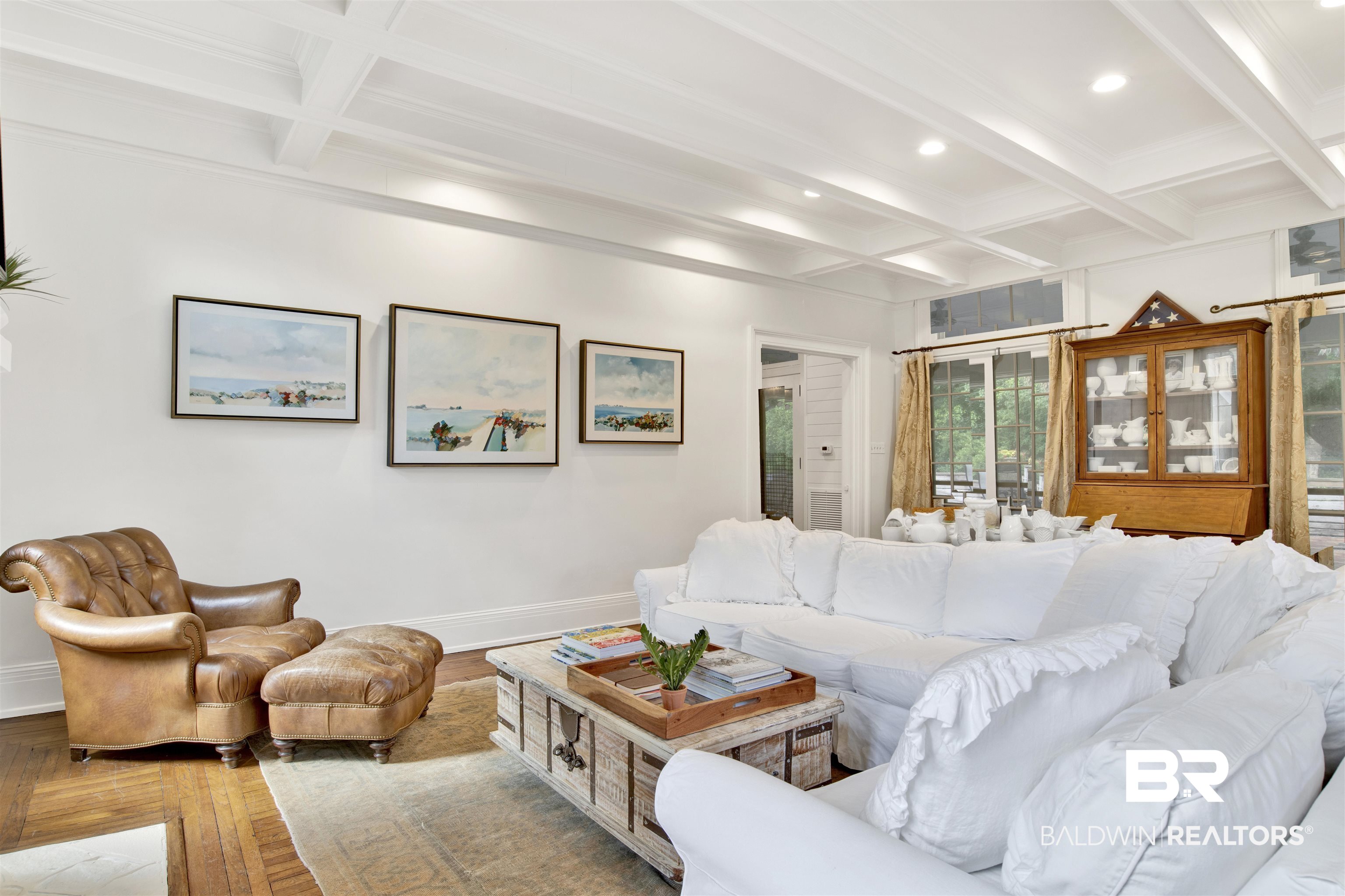 1654 Government Street Mobile, AL 36604 - Photo 15 of 45 Living room featuring beamed ceiling and coffered ceiling