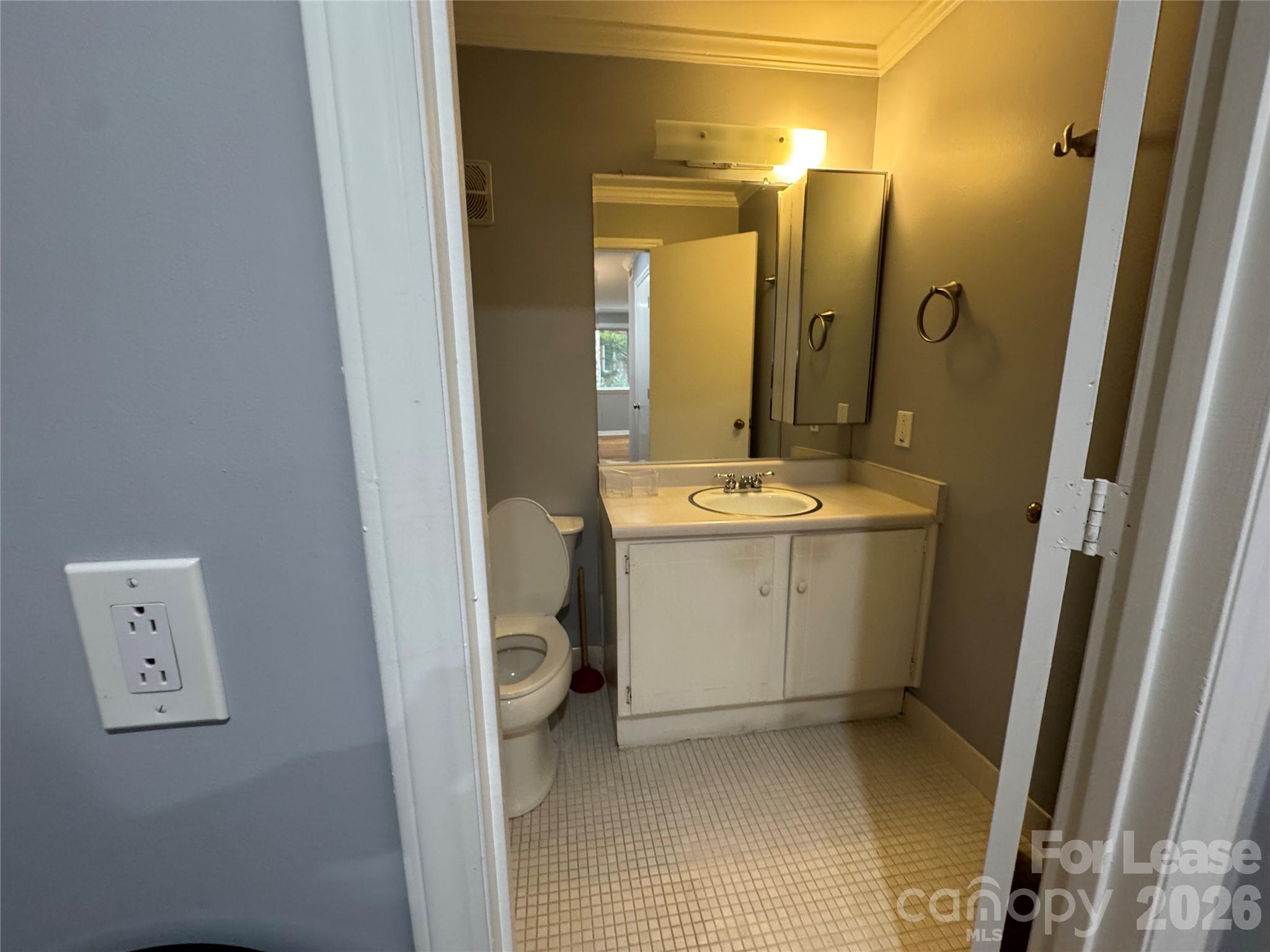 1323 Queens Road, Unit 303 Charlotte, NC 28207 - Photo 17 of 47 a bathroom with a sink a toilet and a mirror
