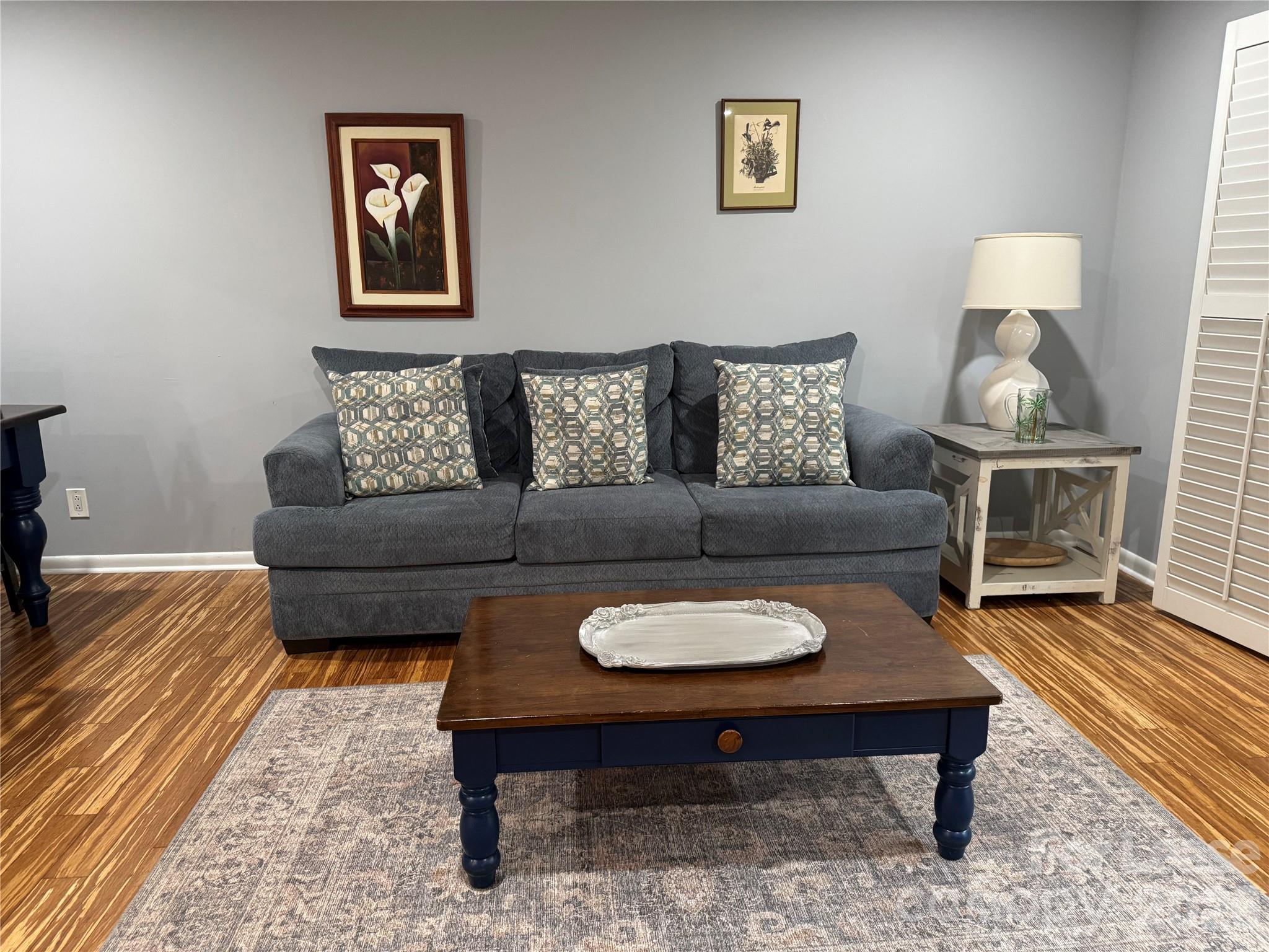 1323 Queens Road, Unit 303 Charlotte, NC 28207 - Photo 3 of 47 a living room with furniture a rug and a lamp