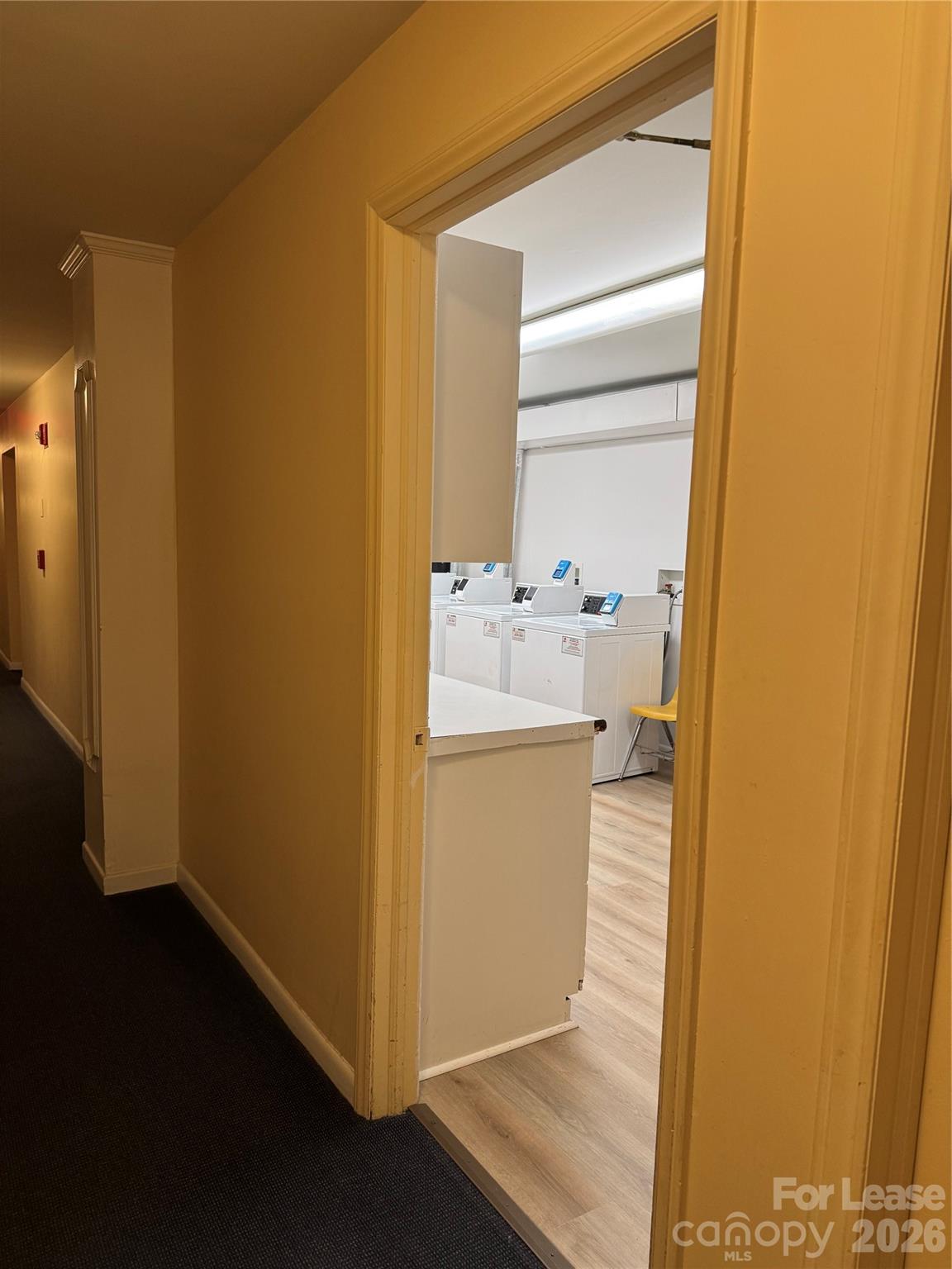 1323 Queens Road, Unit 303 Charlotte, NC 28207 - Photo 36 of 47 a utility room with a wooden floor washer and dryer