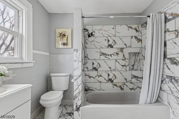 a bathroom with a toilet and a bathtub