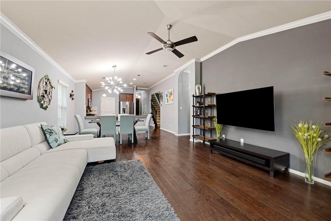 7310 Sunset Heights Circle, Unit F20 Austin, TX 78735 - Photo 16 of 32 a living room with furniture and a flat screen tv