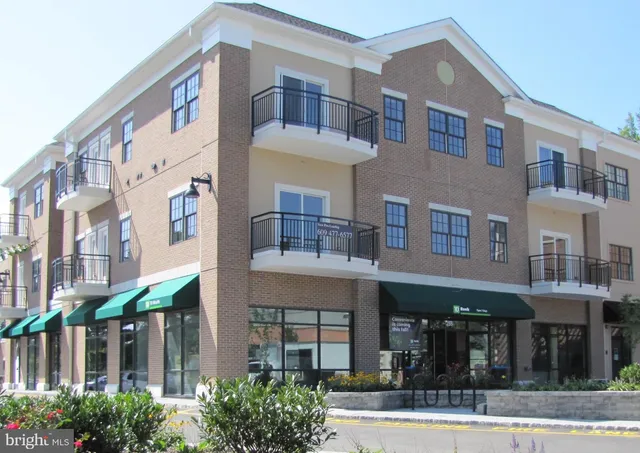 a front view of a multi story building