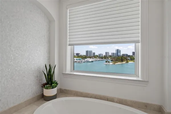 a view of a balcony with city view