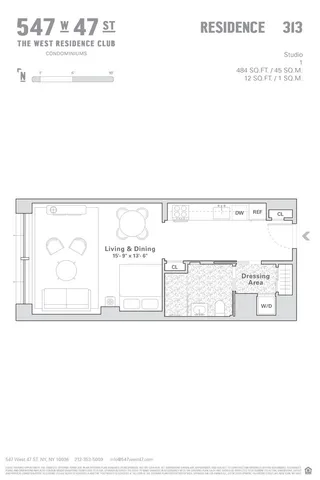 $760,000 | 547 West 47th Street, Unit 313 | Hell's Kitchen