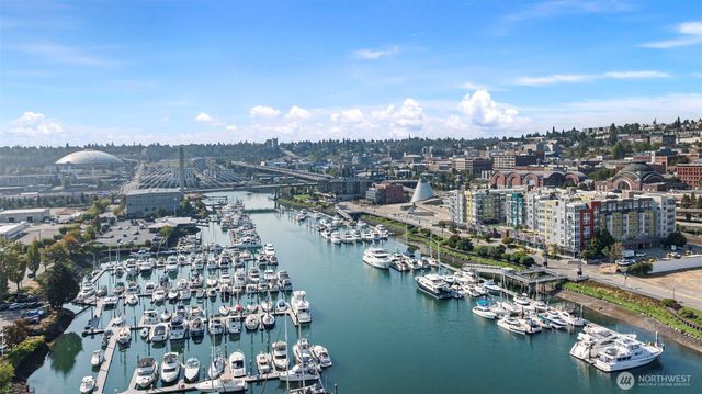 a view of a city with tall buildings