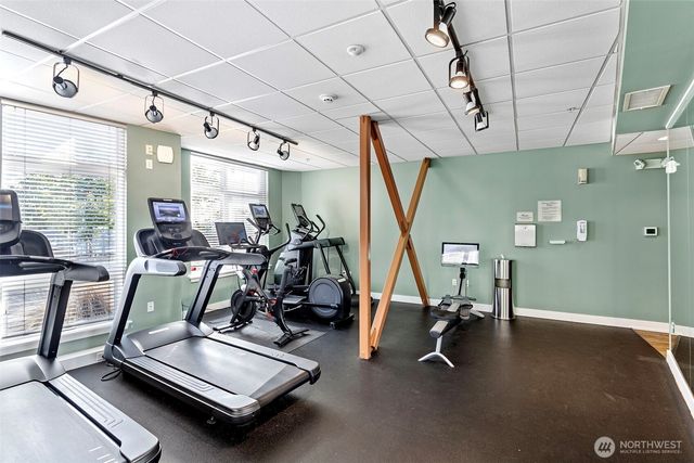 a view of a room with gym equipment