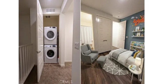 a living room with furniture and a sink with wooden floor