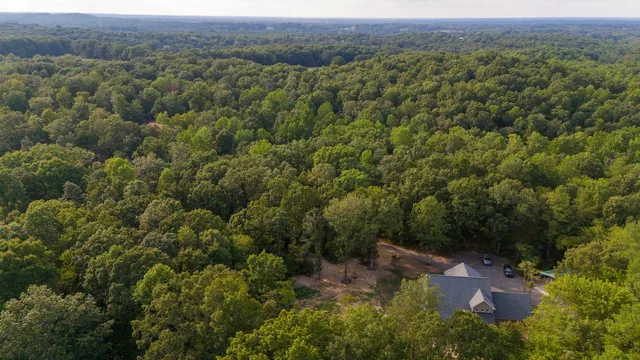 an aerial view of a house with outdoor space and street view