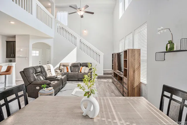 a living room with furniture