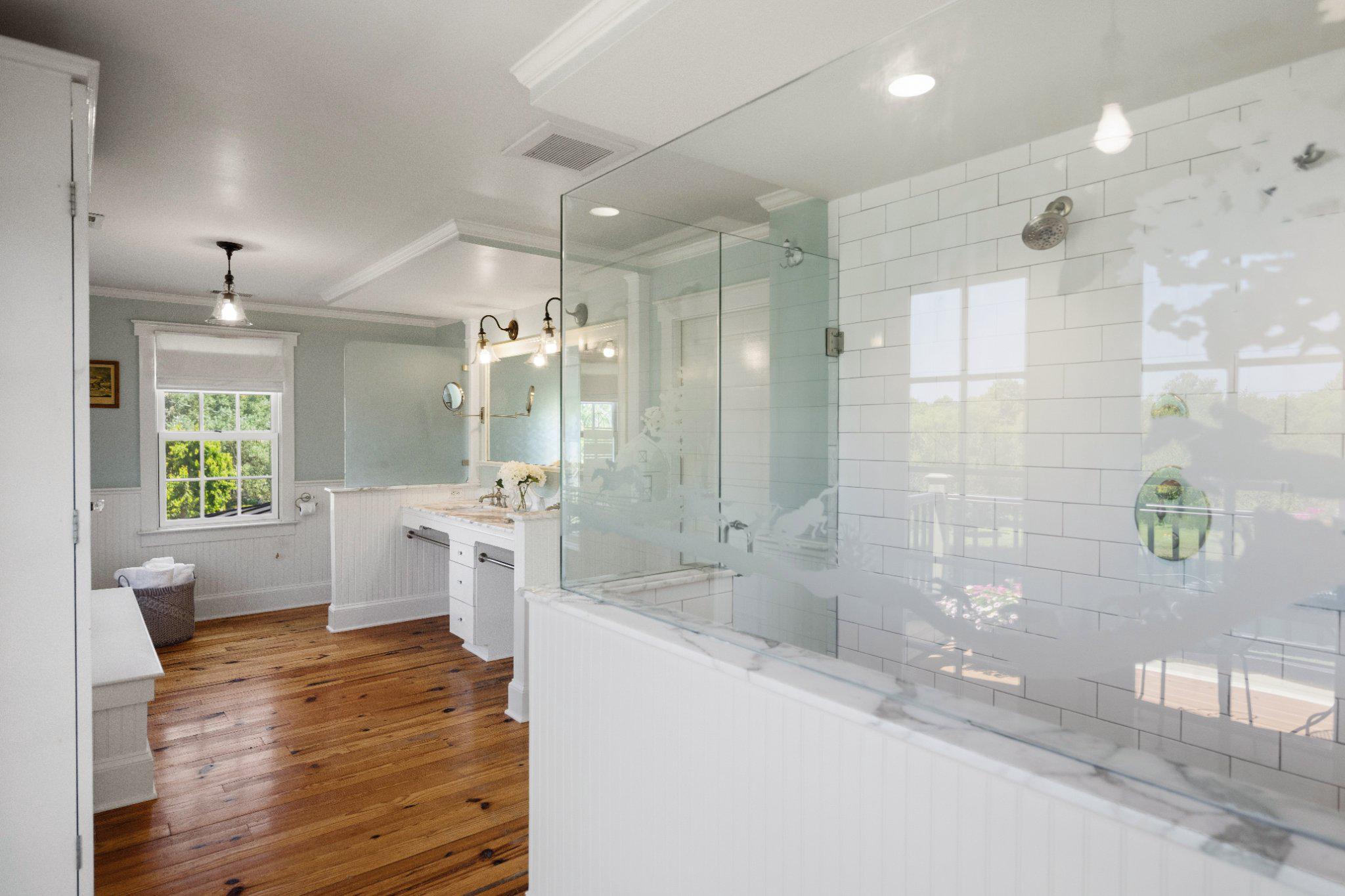 18101 Cattail Road Poolesville, MD 20837 - Photo 47 of 79 Walk-in shower with custom-etched farm theme