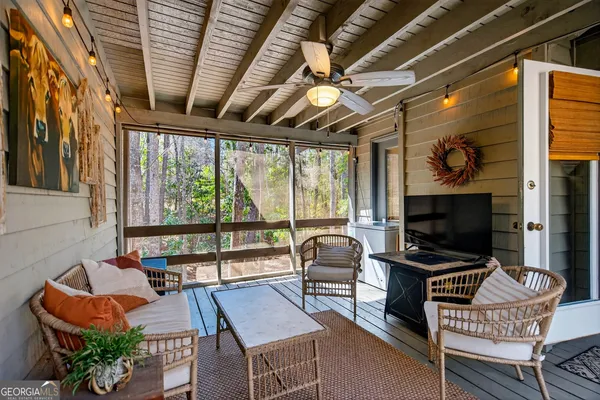 a outdoor living space with furniture