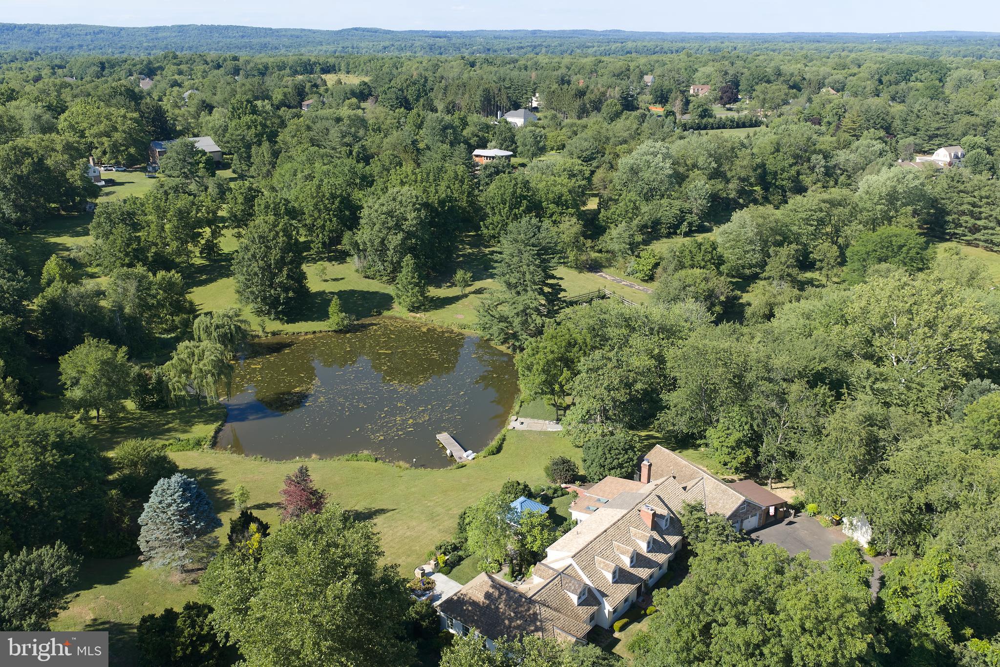 941 Mt Eyre Road Washington Crossing, PA 18977 - Photo 3 of 67 Aerial of house & pond