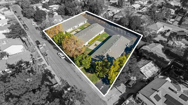 an aerial view of a house