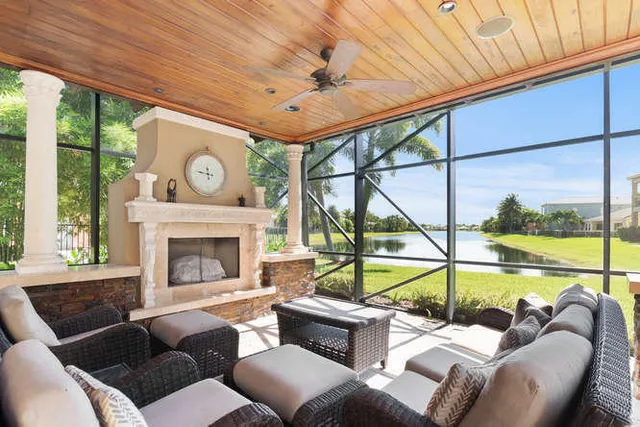 a kitchen with counter top space and wooden floor