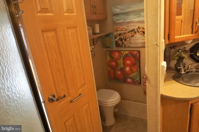 a bathroom with a toilet and a shower curtain
