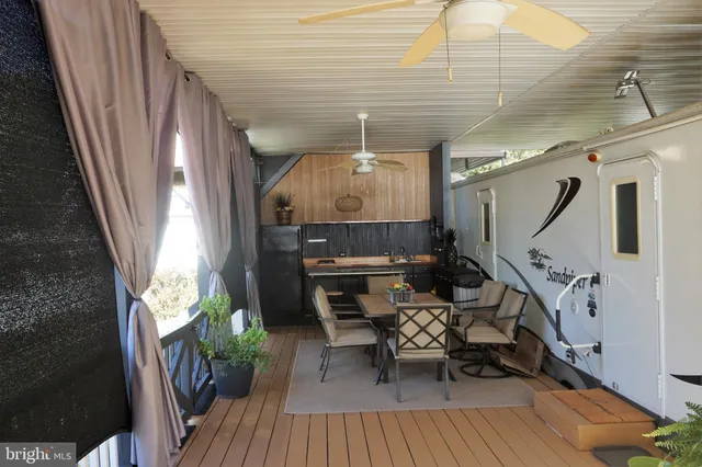 a workspace with wooden floor