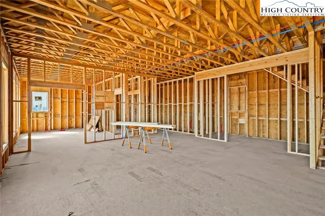a view of a balcony with door