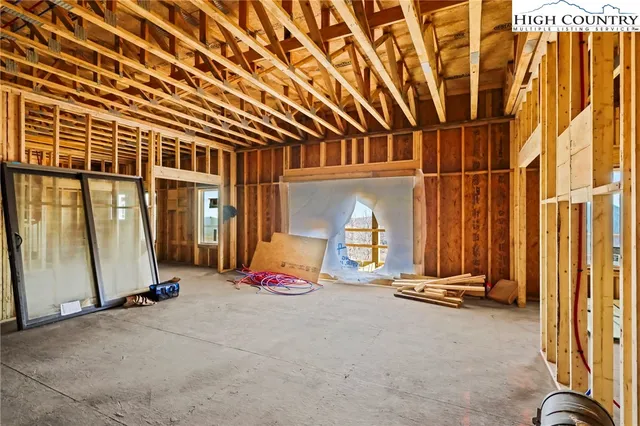 a view of a porch with a wooden door
