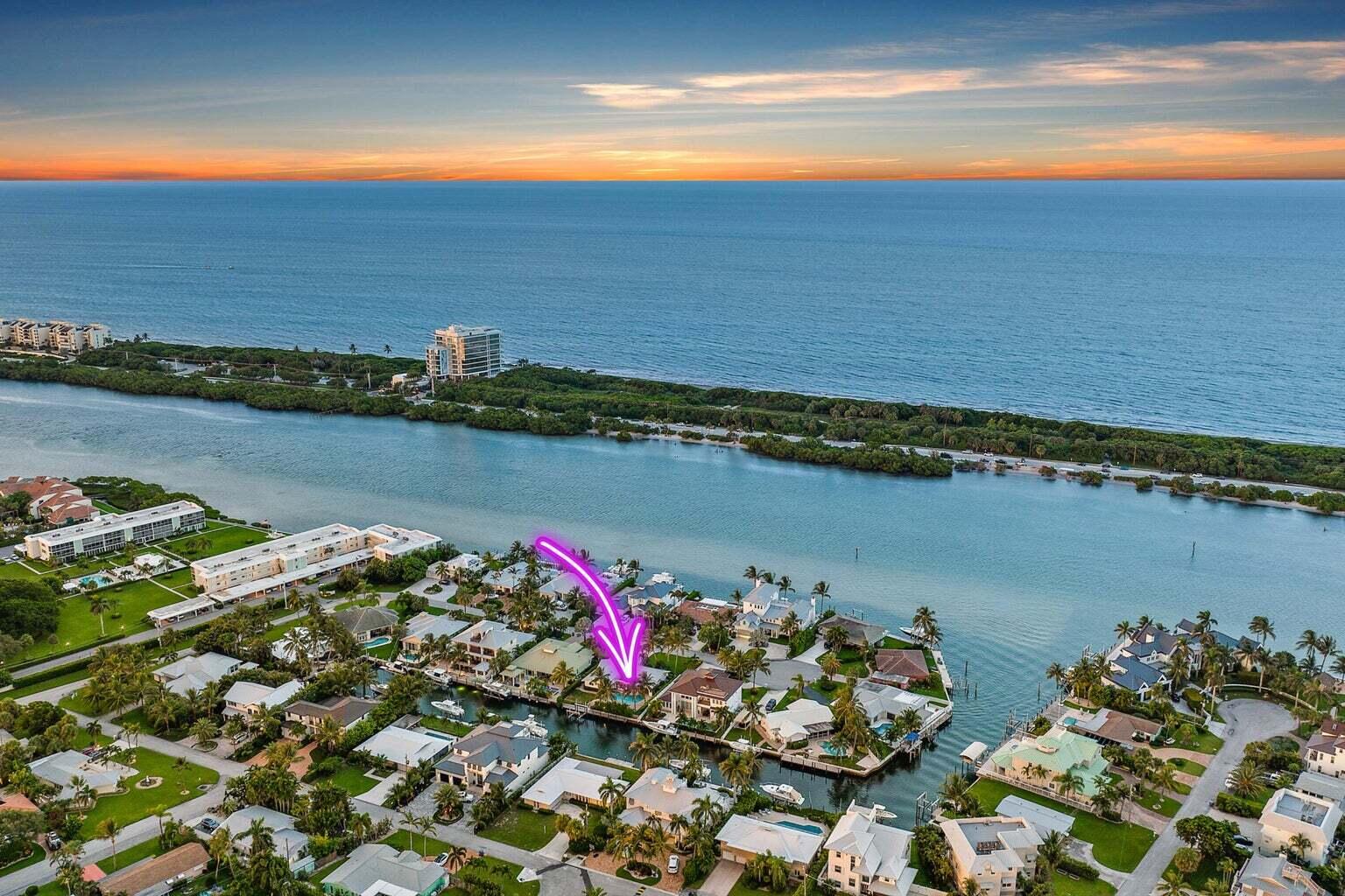 19165 Waterway Road Jupiter, FL 33469 - Photo 2 of 49 Aerial Twilight