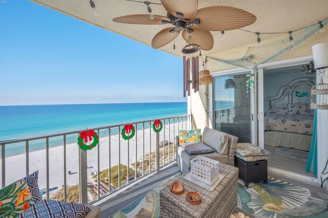 a living room with a couch and a table