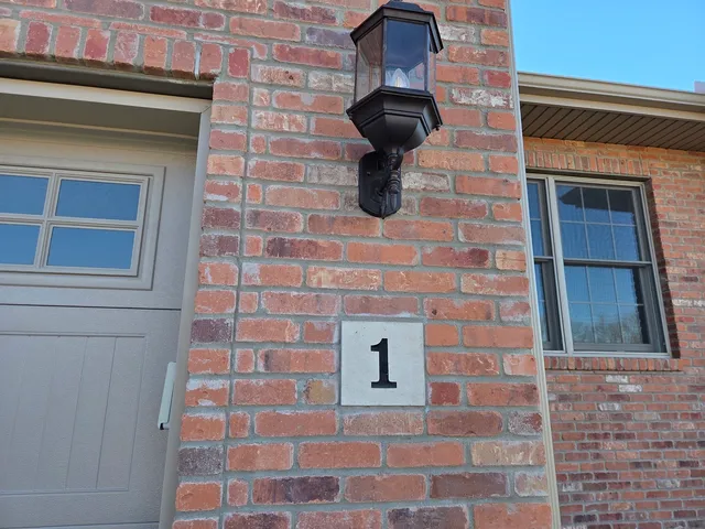 a brick building with a window