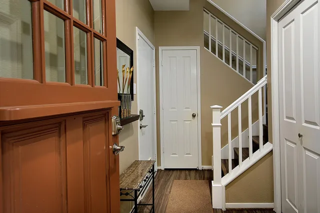 a view of an entryway with staircase