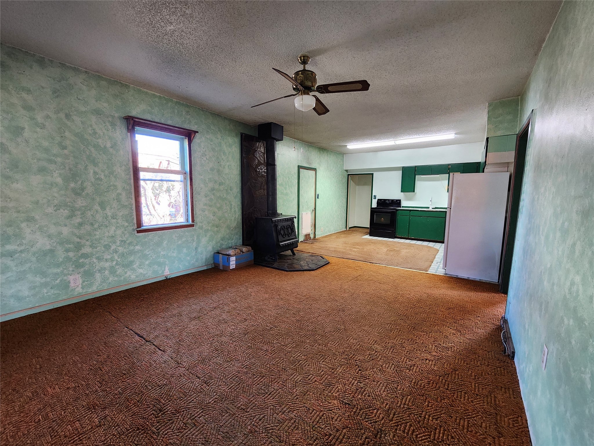 Living area and kitchen