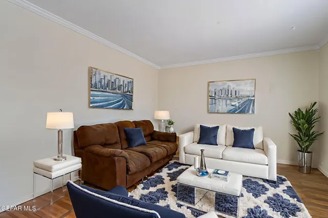 a living room with furniture and a couch