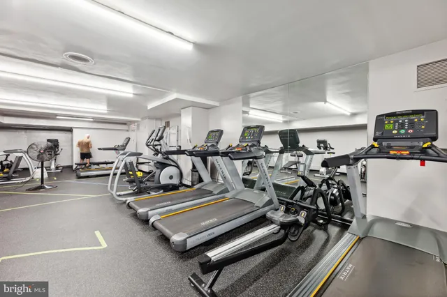 a view of a room with gym equipment