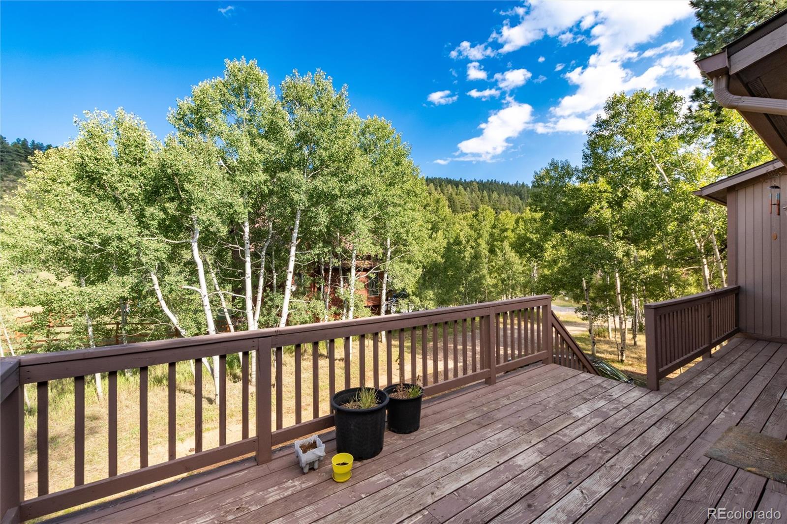 65 Silver Springs Road Bailey, CO 80421 - Photo 23 of 38 a view of a balcony with wooden floor