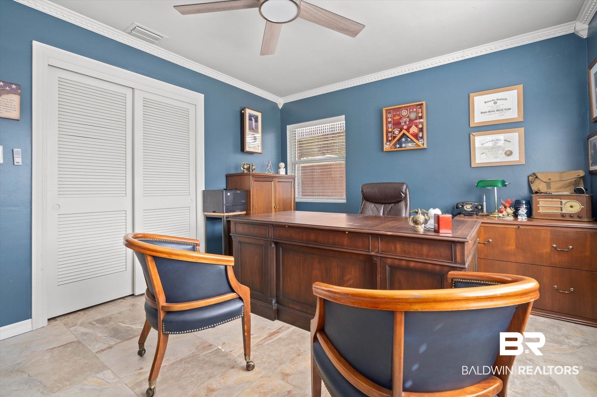 3720 Rabbit Creek Court Theodore, AL 36582 - Photo 17 of 47 Home office with crown molding and ceiling fan