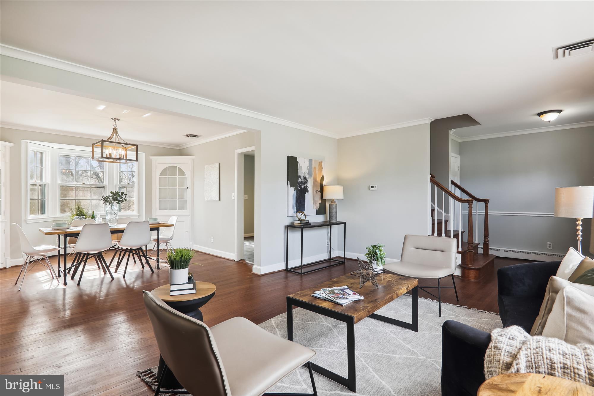 Open living and dining room space.
