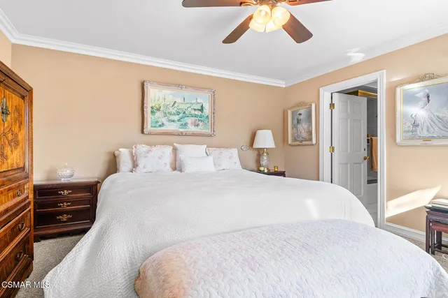 an aerial view of a house with a yard and large trees