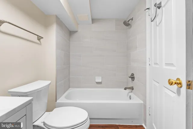 a bathroom with a toilet and a bathtub