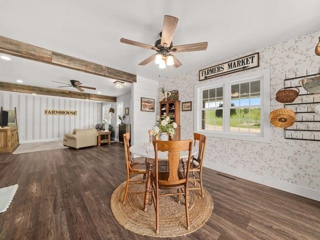 8294 North Leaf River Road Leaf River, IL 61047 - Photo 12 of 56 a view of a dining room with furniture window and wooden floor