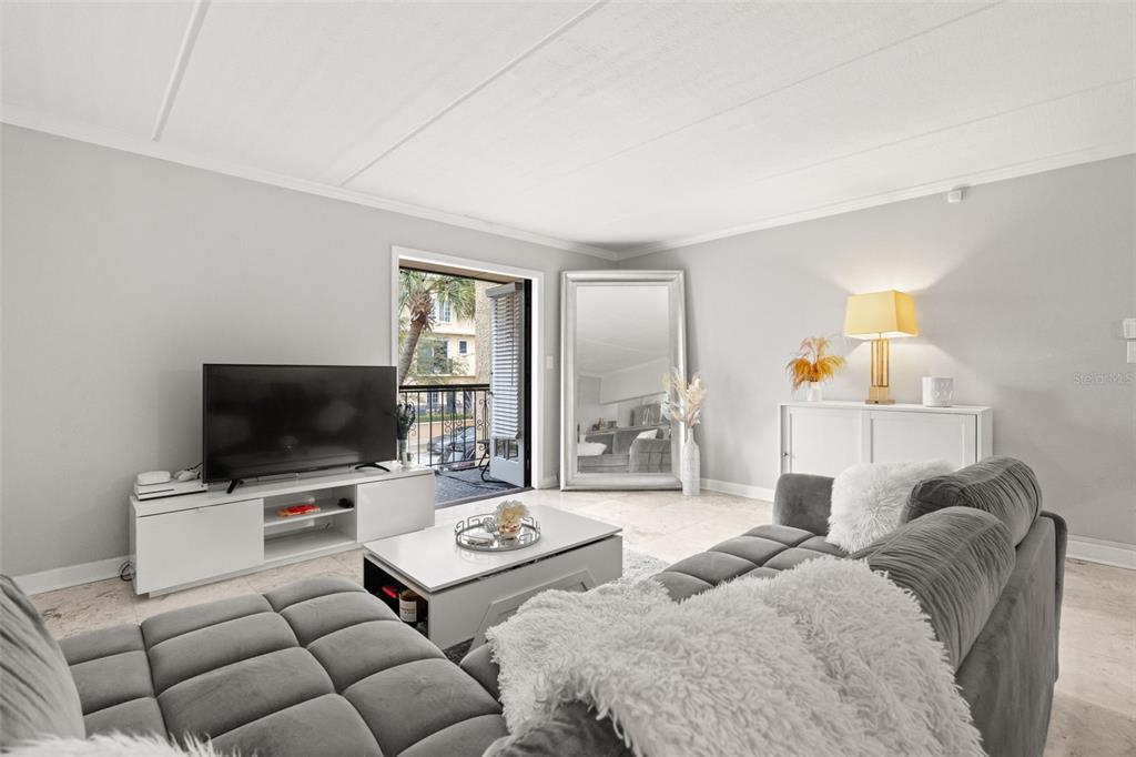 107 South Obrien Street, Unit 217 Tampa, FL 33609 - Photo 5 of 39 a living room with furniture and a flat screen tv