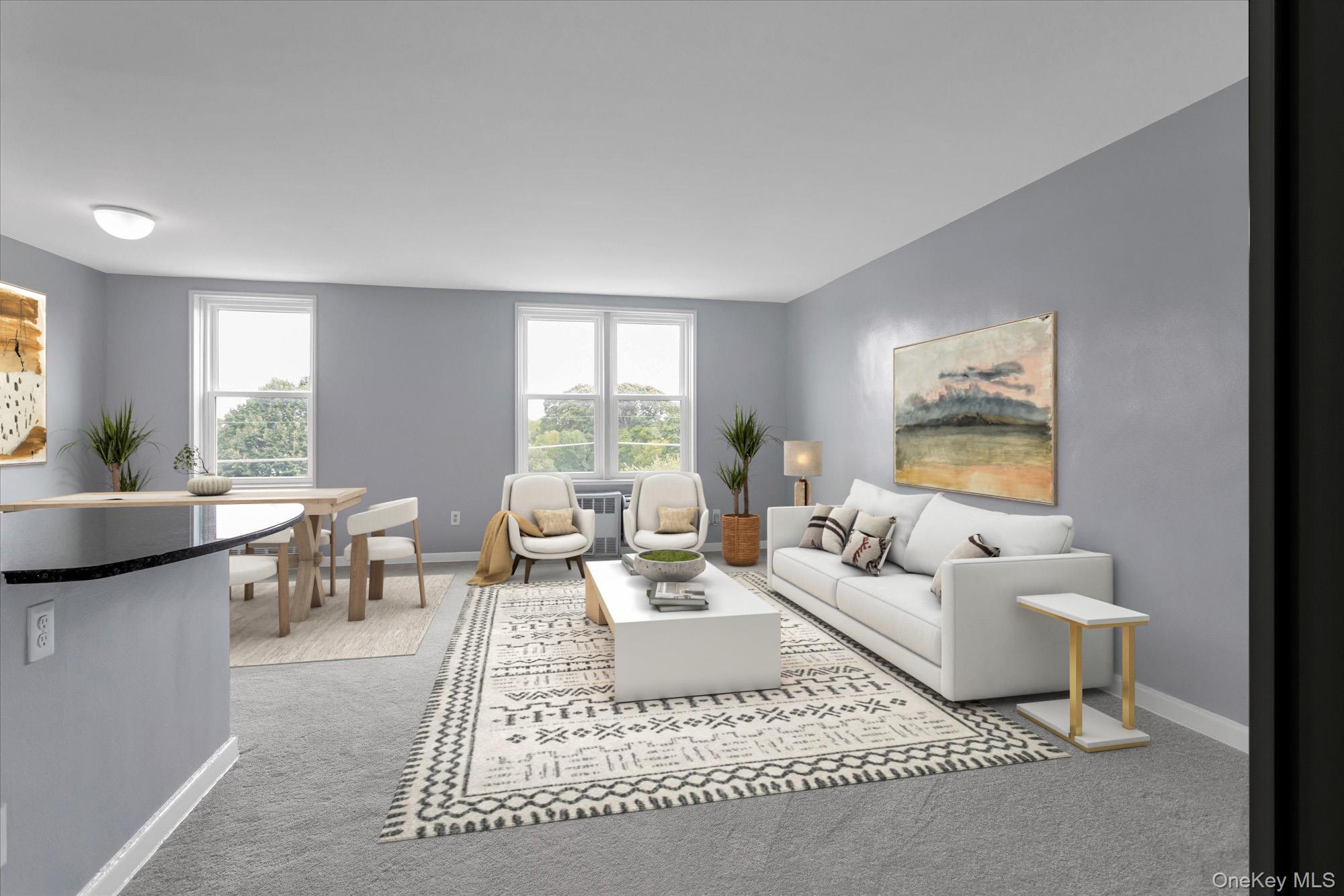 504 Merrick Road, Unit 4J Lynbrook, NY 11563 - Photo 13 of 28 a living room with furniture and a large window