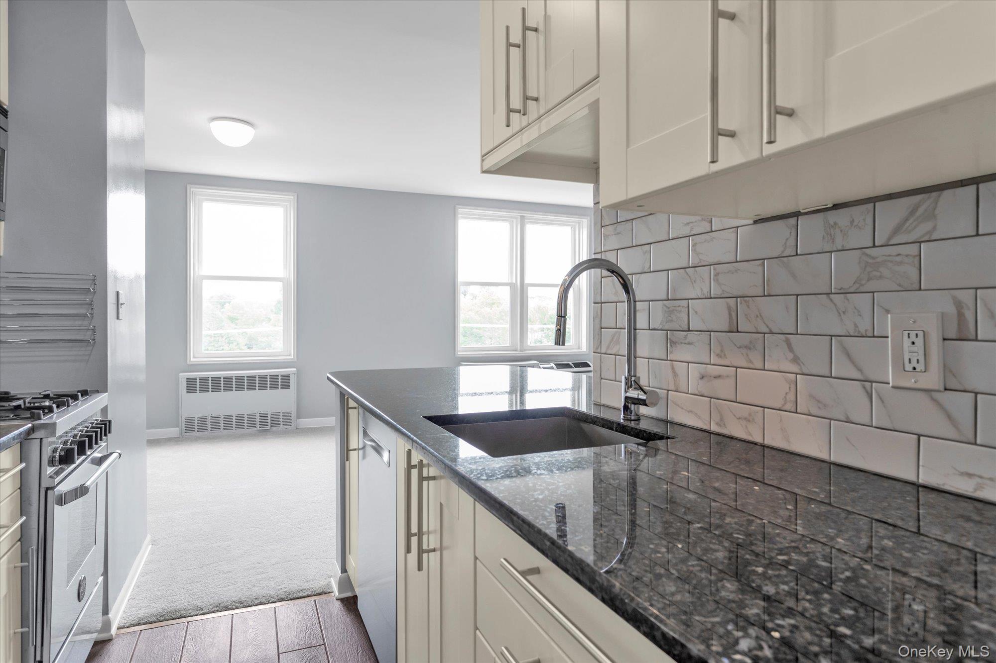 504 Merrick Road, Unit 4J Lynbrook, NY 11563 - Photo 7 of 28 a kitchen with granite countertop a sink and a window