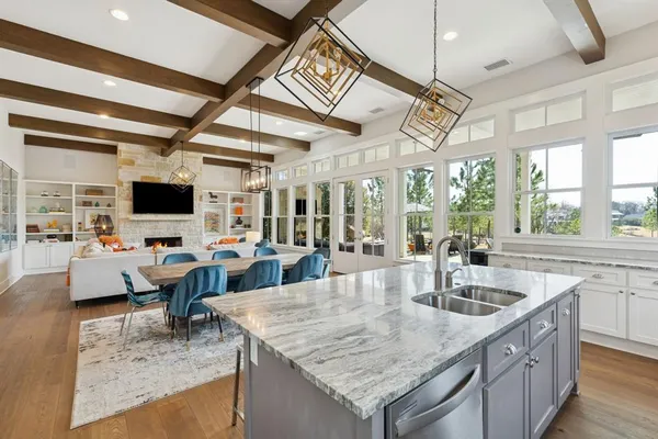 a living room with granite countertop lots of counter top space