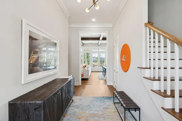 a view of entryway with wooden floor