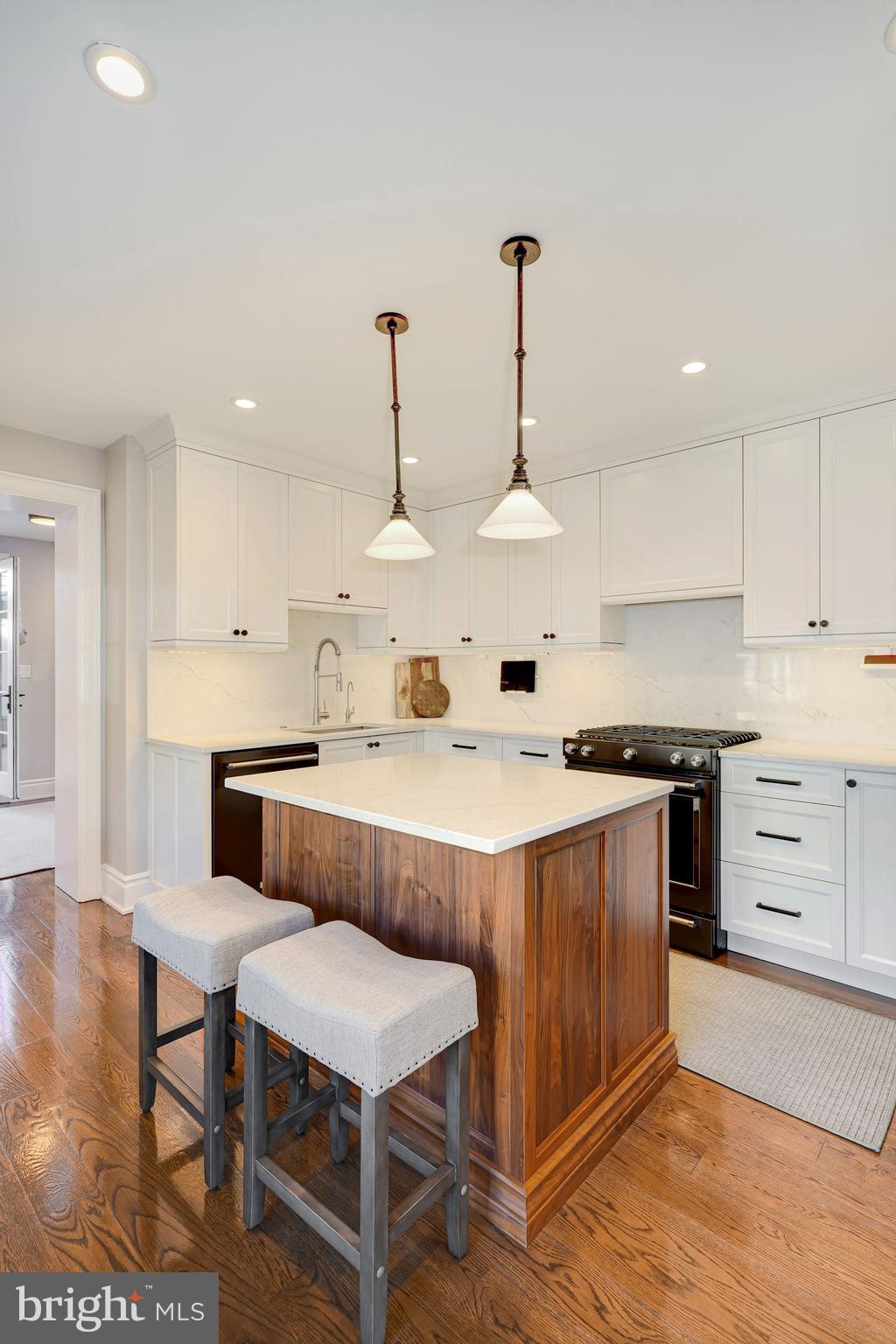 400 G Street Southeast Washington, DC 20003 - Photo 20 of 56 a kitchen with stainless steel appliances a sink a stove a kitchen island with chairs and cabinets