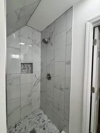 a bathroom with a shower