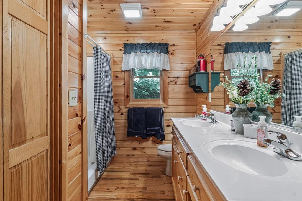 115 Lakota Trail Blue Ridge, GA 30513 - Photo 12 of 49 a bathroom with sink shower and mirror