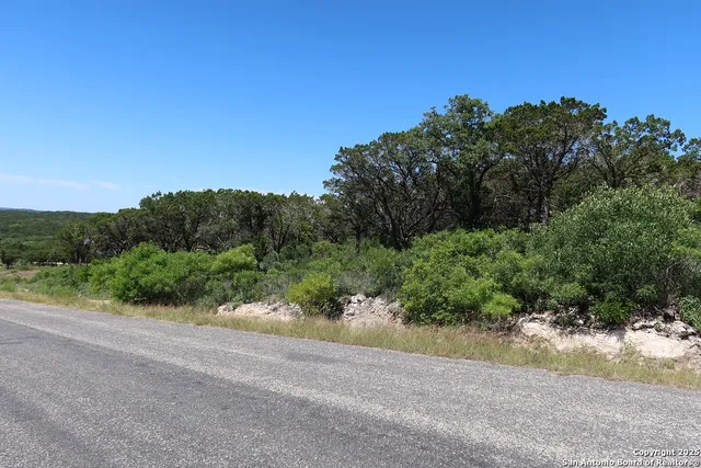 a view of a road with a yard