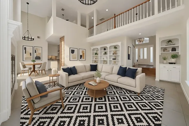 a living room with furniture