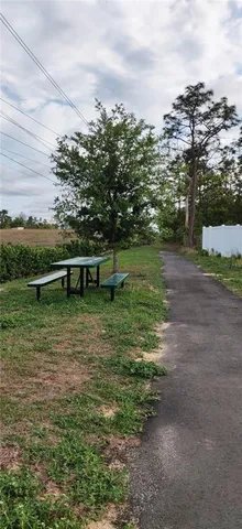 a view of a lake with a yard