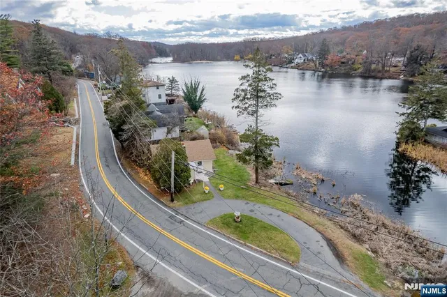 a view of a lake with a mountain