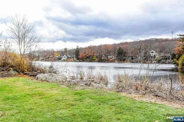a view of a lake from a yard